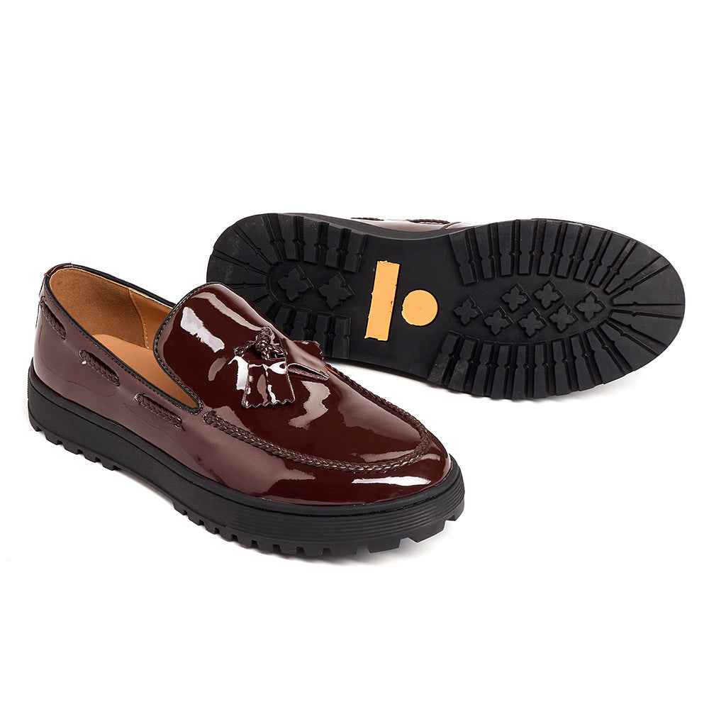 Tassel Casual Leather Shoes For Men One Pedal Loafer New - Luxovo.cc