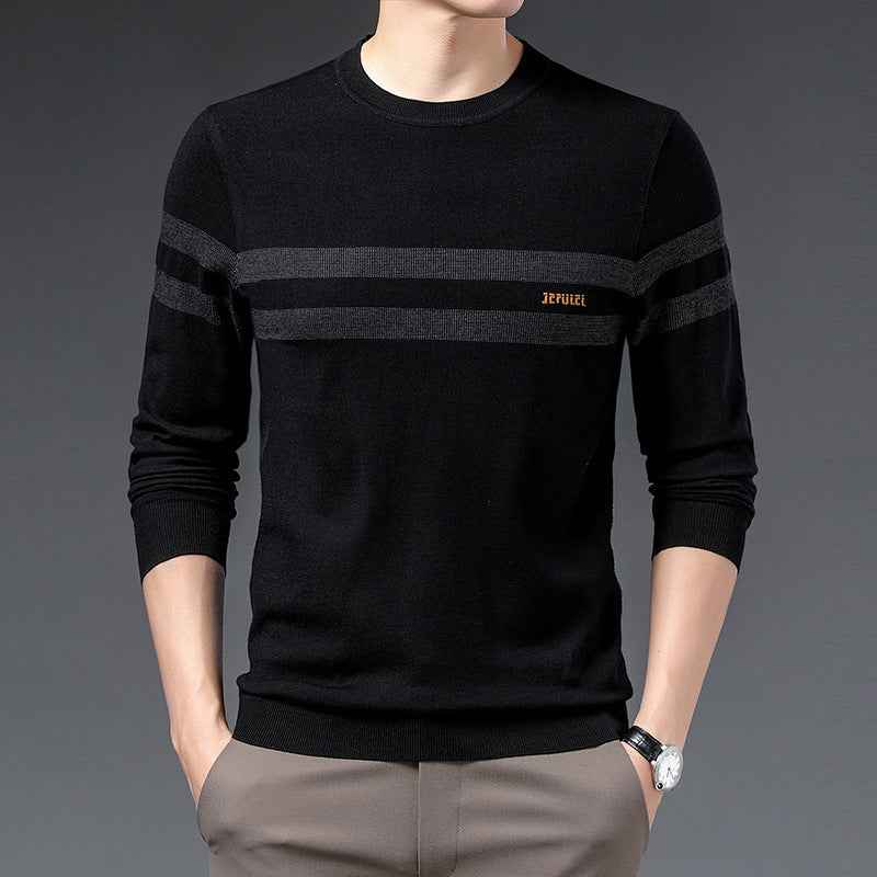 Men Round Neck Fashion Pullover Sweater - Luxovo.cc