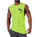 Coconut Tree Embroidery Vest Summer Beach Tank Tops Workout Muscle Men Sports Fitness T-shirt - Luxovo.cc