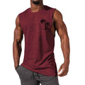 Coconut Tree Embroidery Vest Summer Beach Tank Tops Workout Muscle Men Sports Fitness T-shirt - Luxovo.cc
