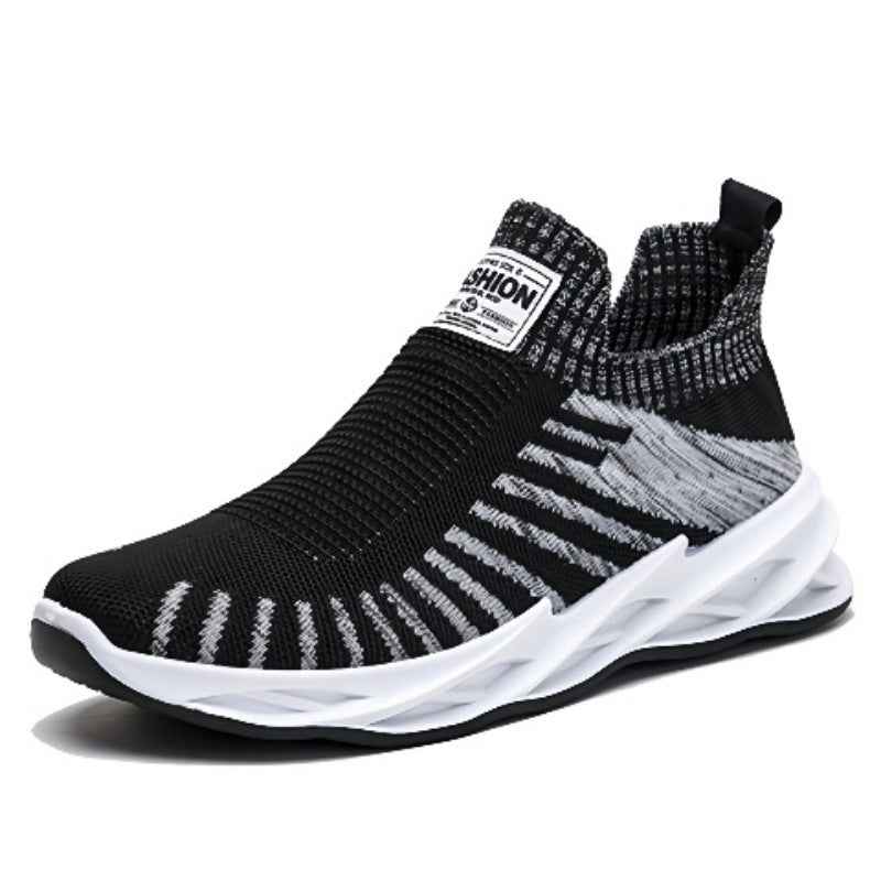 Sock Mesh Shoes Men Stripe Sneakers Lightweight Breathable Flat Shoes - Luxovo.cc