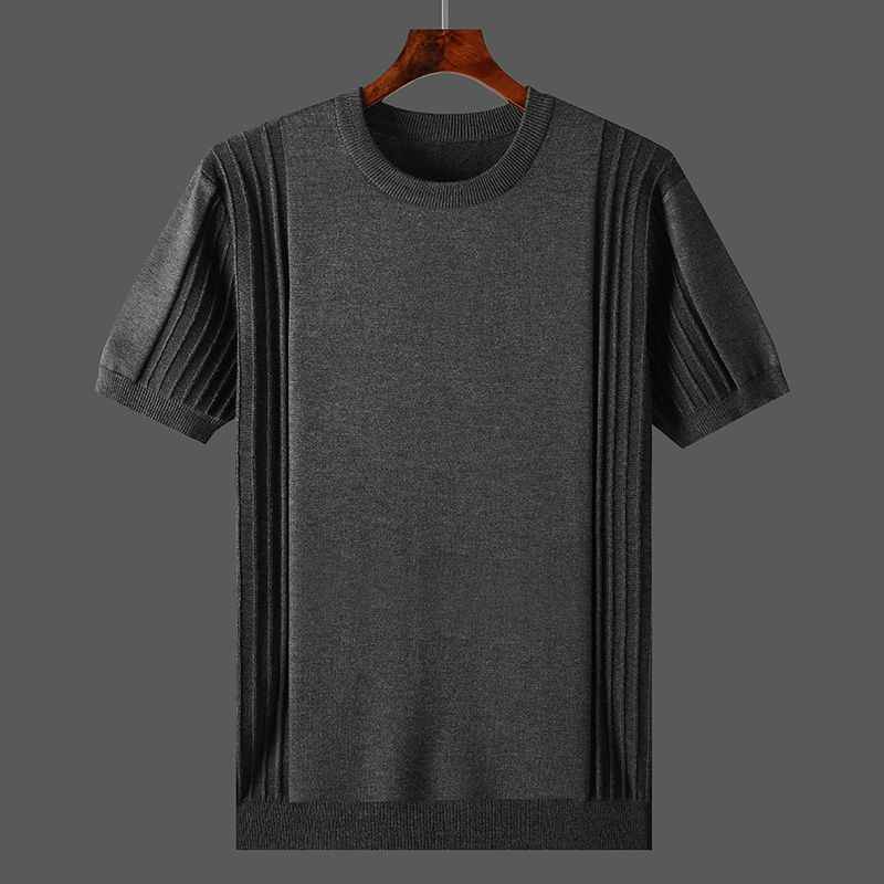 Men's Knitted Round Neck Short Sleeve T-shirt