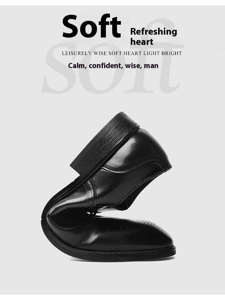 Formal Leather Shoes British Men Brogue Pointed-toe Lace - Luxovo.cc