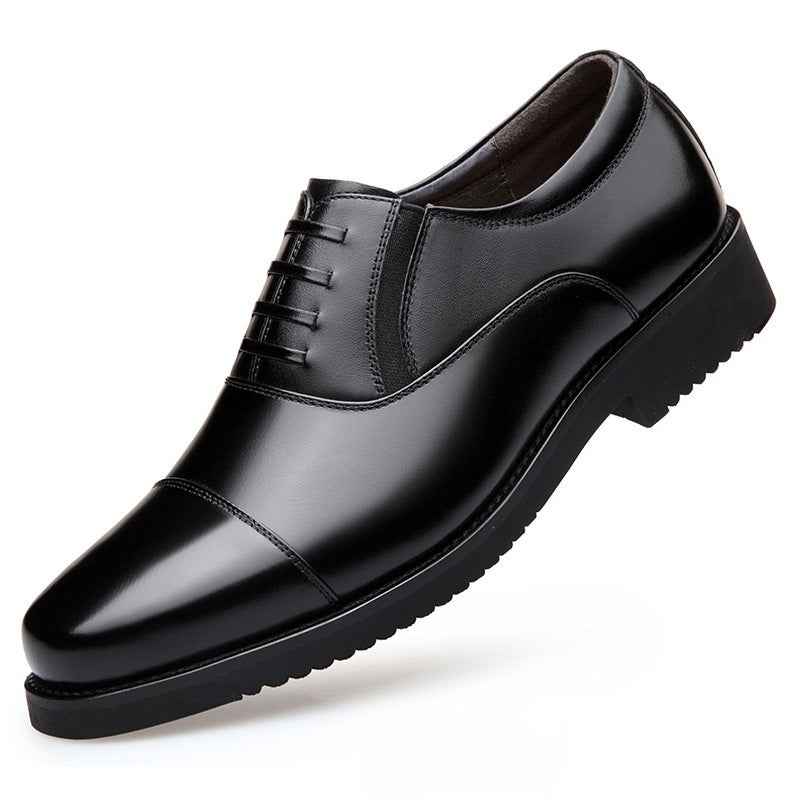 Black Business Formal Men's Leather Shoes - Luxovo.cc