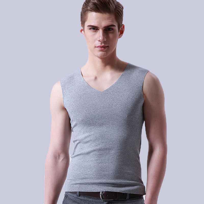 Ice Silk Vest Seamless Men Sports Bottoming Shirt V-neck Sleeveless T-shirt