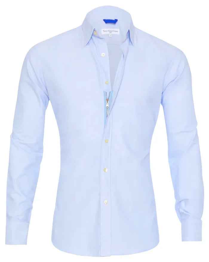 Long Sleeve Zipper Shirt With Button Design Fashion Lapel Tops For Mens Clothing - Luxovo.cc