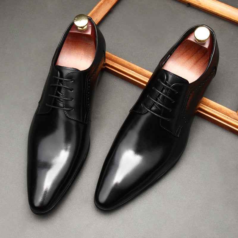 Men's Lace-up Formal Shoes Black Work - Luxovo.cc