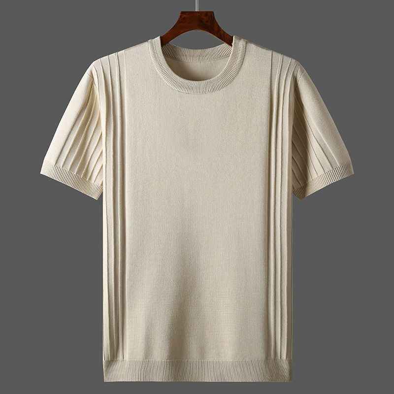 Men's Knitted Round Neck Short Sleeve T-shirt