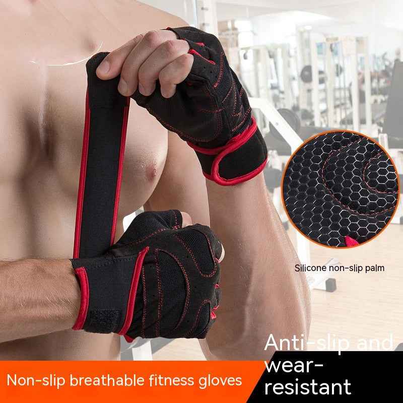 Outdoor Weightlifting Mountaineering Basketball Sports Half Finger Sports Dumbbell Training Lengthened Fitness Gloves - Luxovo.cc