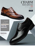 Formal Leather Shoes British Men Brogue Pointed-toe Lace - Luxovo.cc