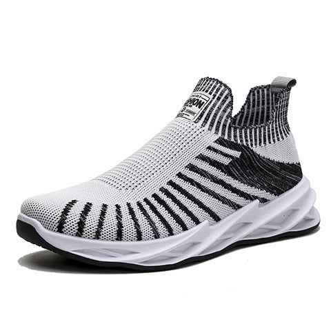 Sock Mesh Shoes Men Stripe Sneakers Lightweight Breathable Flat Shoes - Luxovo.cc