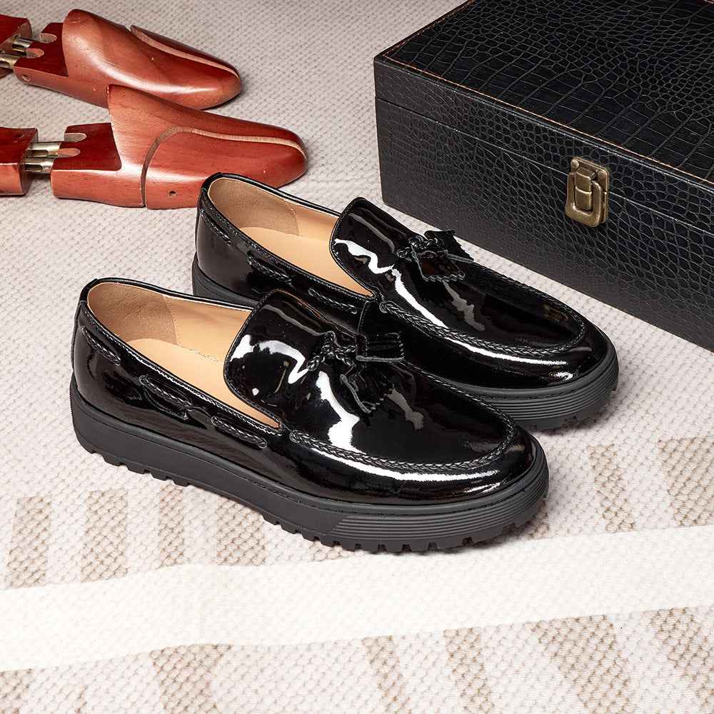 Tassel Casual Leather Shoes For Men One Pedal Loafer New - Luxovo.cc