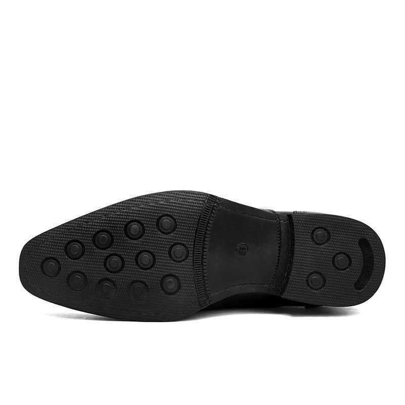 Formal Leather Shoes British Men Brogue Pointed-toe Lace - Luxovo.cc