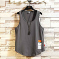 Mens Solid Color Cotton Breathable Loose Casual Tank Tops - Luxovo.cc