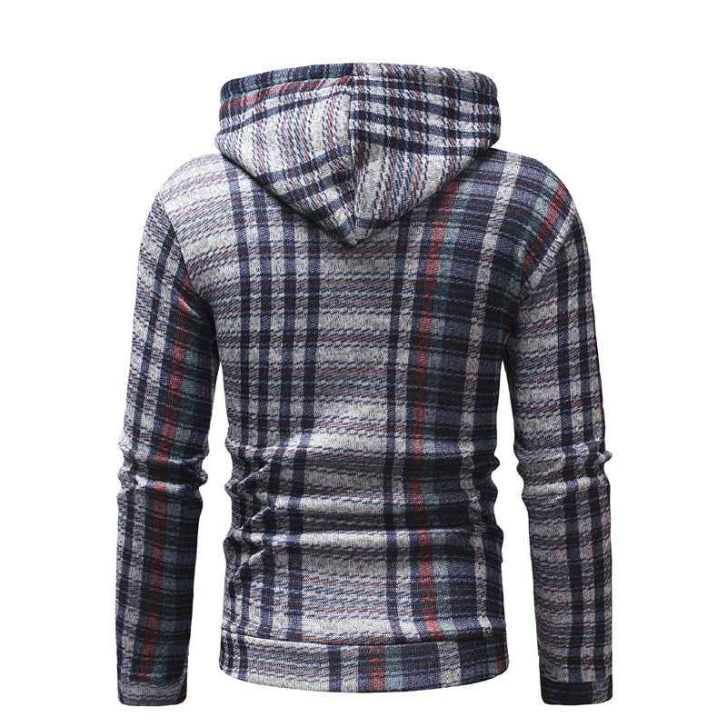 Hooded Men Striped Sweater Slim Fit - Luxovo.cc