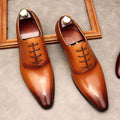 Men's Lace-up Pointed Formal Leather Shoes - Luxovo.cc