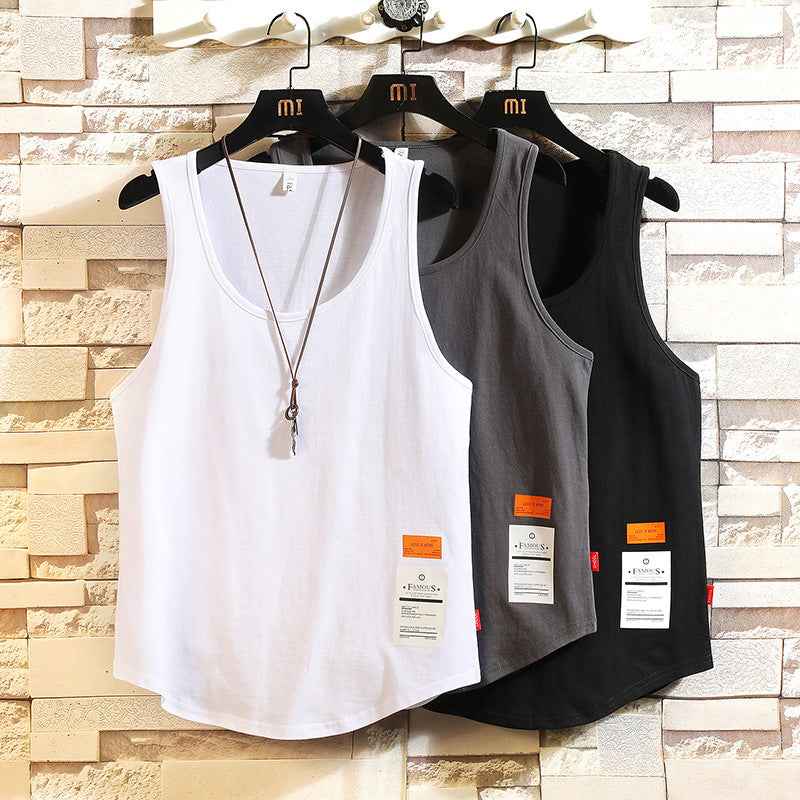 Mens Solid Color Cotton Breathable Loose Casual Tank Tops - Luxovo.cc