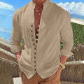 Retro Button Design Long-sleeved Shirt Men's Casual Loose Top Mens Clothing - Luxovo.cc