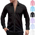 Long Sleeve Zipper Shirt With Button Design Fashion Lapel Tops For Mens Clothing - Luxovo.cc