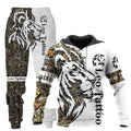 3D Wolf Print Tracksuit Men Sportswear Hooded Sweatsuit Two Piece Outdoors Running Fitness Mens Clothing Jogging Set - Luxovo.cc