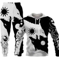 3D Wolf Print Tracksuit Men Sportswear Hooded Sweatsuit Two Piece Outdoors Running Fitness Mens Clothing Jogging Set - Luxovo.cc