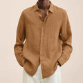 Long Sleeve Lapel Shirt Men's Loose Button Cardigan Sshirt Top Mens Clothing - Luxovo.cc