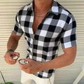 Plaid Zipper Short Sleeve T-Shirt for Men – Essential Summer Clothing - Luxovo.cc